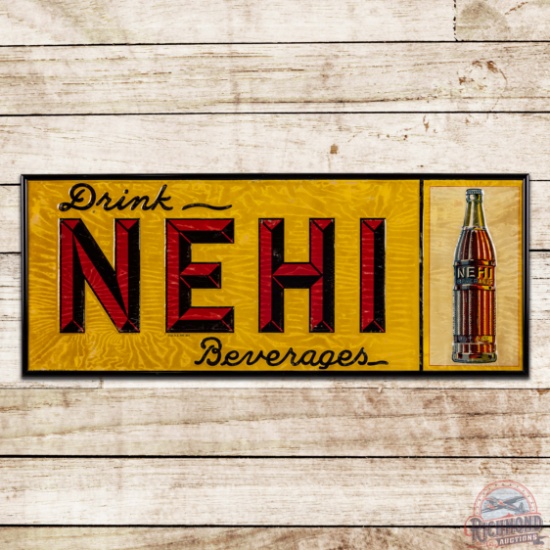 Drink Nehi Beverages Emb. Single Sided Tin Sign w/ Bottle