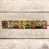 Group of 8 Whiz Automotive Themed Advertising Gallon Cans Stop Freez Lusterize Hush-Shak
