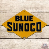 Superb Blue Sunoco Gasoline Single Sided Porcelain Pump Plate Sign