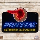 Pontiac Authorized Service 7.5' Die Cut Single Sided Tin Neon Sign w/ Full Feather Logo