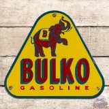 Scarce Bulko Gasoline Single Sided Porcelain Sign w/ Elephant
