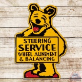 Bear Steering Service Wheel Alinement & Balancing Die Cut Single Sided Tin Sign
