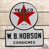 Superb 1939 Texaco W.B. Hobson Keyhole Truck Door Single Sided Porcelain Sign