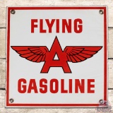 Flying A Gasoline Single Sided Porcelain Pump Plate Sign w/ Logo
