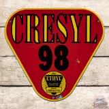 Cresyl 98 Ethyl Gasoline Single Sided Porcelain Pump Plate Sign w/ Logo