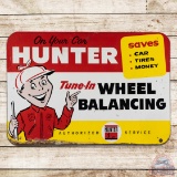 Hunter Tune-In Wheel Balancing Authorized Service Single Sided Tin Sign