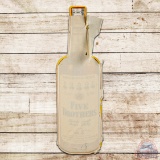 Amazing NOS 1954 Five Brothers Bourbon Whiskey Die Cut Single Sided Tin Bottle Sign w/ Paper