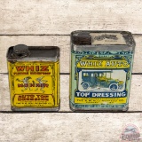 Group of 2 Whiz Auto Top Dressing Metal Quart & Pint Cans