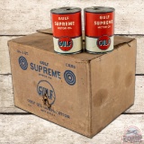 Case of Gulf Supreme Motor Oil Metal Cans w/ Original Box