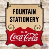 Excellent Drink Coca Cola Fountain Stationery Die Cut Double Sided Porcelain Sign w/ Frame