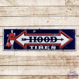 Hood Tires 5' Single Sided Porcelain Sign w/ Flag Man 