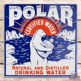 Scarce Polar Certified Water Single Sided Porcelain Sign w/ Polar Bear