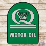 Quaker State Motor Oil Double Sided Tin Tombstone Sign