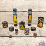 Group of 11 Early Whiz Automotive Grease Lubricant Cans