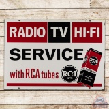 Radio TV Hi-Fi Service with RCA Tubes Double Sided Tin Sign