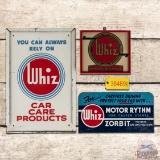 Group of 3 Whiz Motor Rhythm & Car Care Advertising Signs & Decal