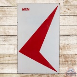 Large 5' Single Sided Porcelain Men Restroom Sign w/ Arrow