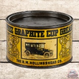 Whiz Graphite Cup Grease Metal Advertising Can w/ Early Automobile