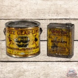Group of 2 Whiz Gear & Mohair Metal Cans w/ Elves