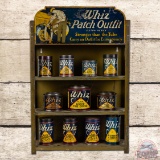 Whiz Patch Outfit Single Sided Tin Display with Early Automobile & 11 Metal Cans