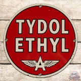 Tydol Ethyl Gasoline Single Sided Porcelain Pump Plate Logo Sign