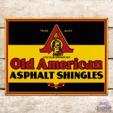 Impressive Old American Asphalt Shingles Single Sided Porcelain Sign w/ Native American