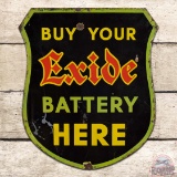 Rare Buy Your Exide Battery Here Die Cut Single Sided Porcelain Shield Sign