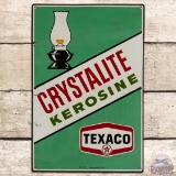 1974 Texaco Crystalite Kerosine Single Sided Tin Gas Pump Plate Sign