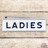 Unique Group of 2 Men & Ladies Double Sided Porcelain Service Station Restroom Flange Signs
