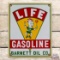 Outstanding Life Gasoline Single Sided Porcelain Pump Plate Sign w/ Elf