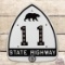Amazing California Highway #11 Single Sided Porcelain State Route Marker Sign w/ Bear & Reflectors