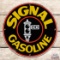 Impressive Signal Gasoline Single Sided Porcelain Pump Plate Sign w/ Black Stop Light Logo