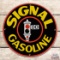 Outstanding Signal Gasoline Single Sided Porcelain Pump Plate Sign w/ Logo