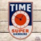Incredible Time Super Gasoline Single Sided Porcelain Pump Plate Sign