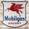 Rare 1947 Mobilgas Aircraft Die Cut Double Sided Porcelain Sign w/ Pegasus