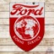 Impressive Ford Borne Service Double Sided Porcelain Shield Sign w/ World Logo