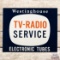 Westinghouse TV Radio Service Electronic Tubes Double Sided Tin Flange Sign