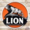 Lion Gasoline 5' Double Sided Porcelain ID Sign 