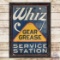 Whiz Gear Grease Service Station Single Sided Tin Sign w/ Wooden Frame