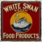 Beautiful White Swan Food Products Single Sided Porcelain Sign