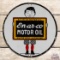 En-ar-Co Motor Oil White Rose Gasoline Single Sided Porcelain Lubester Sign w/ Boy & Slate