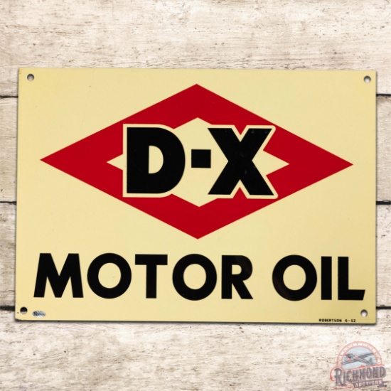 Excellent 1952 D-X Motor Oil Single Sided Tin Sign w/ Logo