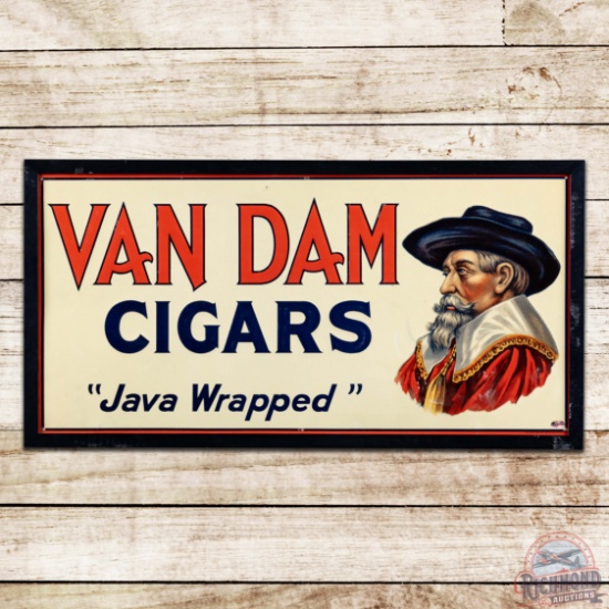 Van Dam "Java Wrapped" Cigars Emb. Single Sided Tin Sign
