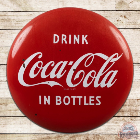 Drink Coca Cola in Bottles 36" Single Sided Porcelain Button Sign