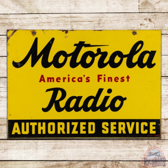 Motorola America's Finest Radio Authorized Service Double Sided Tin Sign