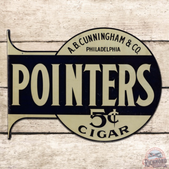 Pointers 5 Cents Cigars Double Sided Tin Flange Sign