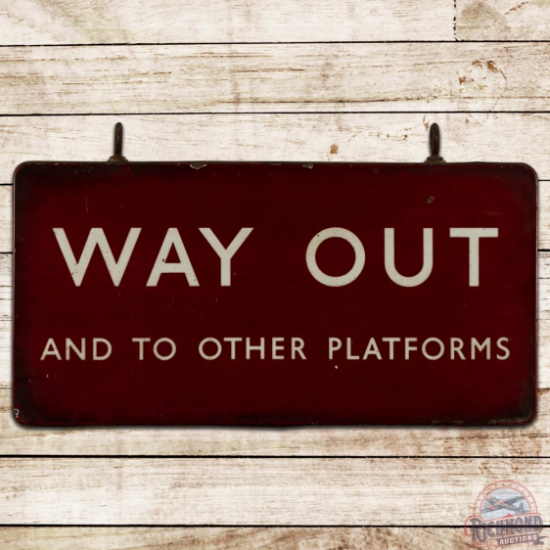 Train Station Railroad Way Out and To Other Platforms Double Sided Porcelain Sign