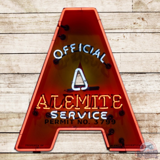 Official Alemite Service 3' Single Sided Porcelain Die Cut Neon Sign