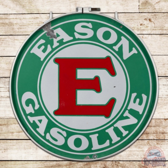 Rare Eason Gasoline 30" Double Sided Porcelain Sign w/ Ring