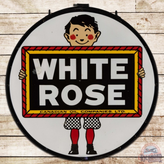 White Rose 48" Double Sided Porcelain Sign w/ Ring "En-Ar-Co Boy & Slate Logo"
